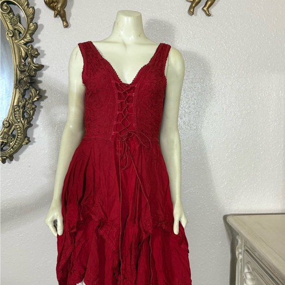 Flower vintage red fairy dress - Picture 2 of 6